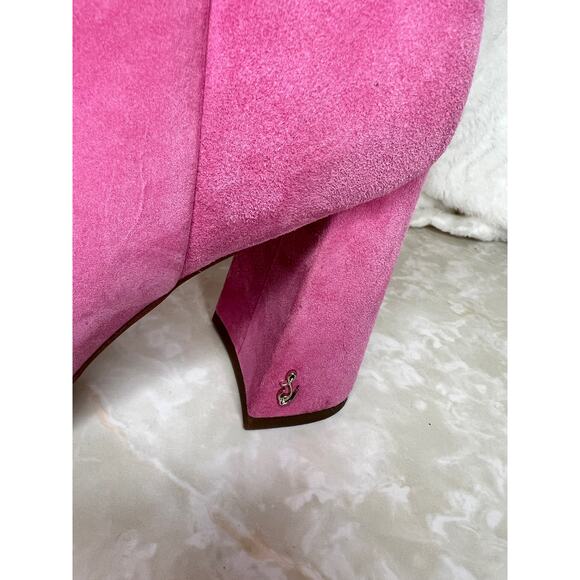 Sam Edelman Codie Square Toe Block Heel Bootie Pink Confetti Suede Womens 7 US - Picture 7 of 13
